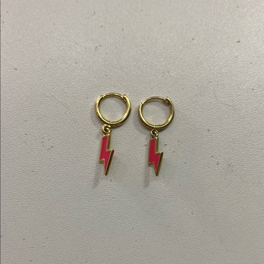 Pink Gold Lightning Bolt Earrings